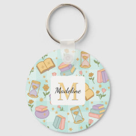Personalized Magic Books Girl School Mint Green Schlüsselanhänger