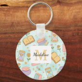 Personalized Magic Books Girl School Mint Green Schlüsselanhänger (Rückseite)