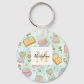 Personalized Magic Books Girl School Mint Green Schlüsselanhänger (Rückseite)