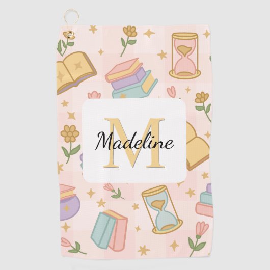 Personalized Magic Books Girl School Pink Golfhandtuch (Vorderseite)