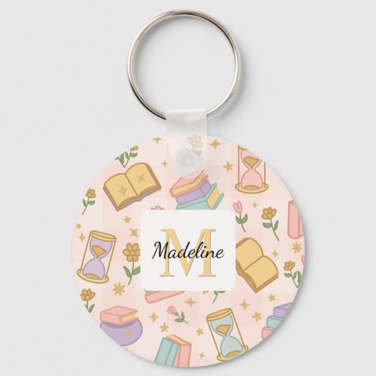 Personalized Magic Books Girl Wizard School Pink Schlüsselanhänger (Vorderseite)