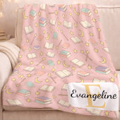 Personalized Magical Book Aesthetic Pattern Pink Fleecedecke