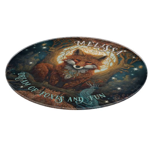 Personalized Magical Moonlit Celtic Fox Schneidebrett (Ecke)