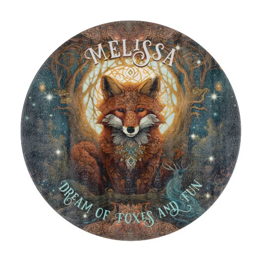 Personalized Magical Moonlit Celtic Fox Schneidebrett (Vorderseite)