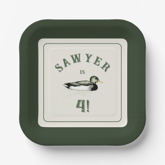 Personalized Mallard Duck Birthday Plates Pappteller (Vorderseite)