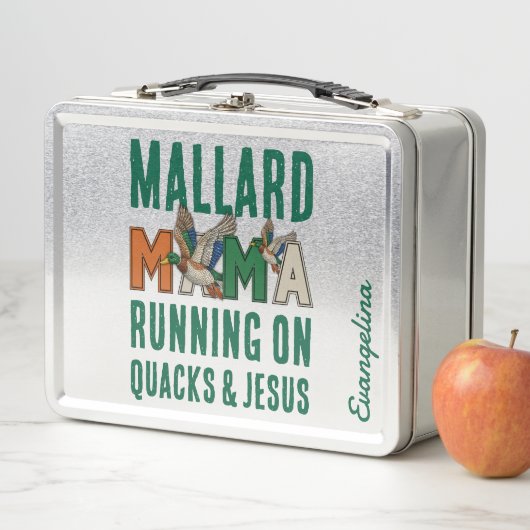 Personalized MALLARD MAMA Duck Mom Metall Brotdose (Beispiel)