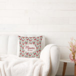 Personalized Mama Cherry Throw Pillow  Kissen<br><div class="desc">Celebrate motherhood with this charming personalized “Mama” cherry throw pillow, designed in a vintage-inspired linocut style. Featuring delicate cherry blossoms and bold fruit motifs, this piece blends timeless botanical beauty with heartfelt sentiment. Customize with your name and special year (Est. date) to create a meaningful keepsake—perfect for new moms, baby...</div>