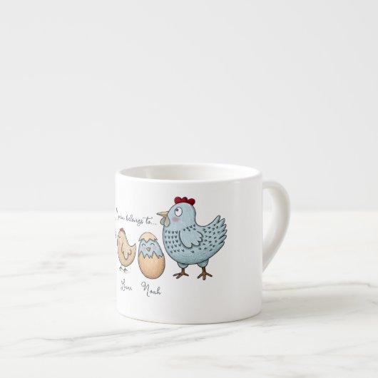 Personalized Mama Chicken Chicks – Custom Names  Espressotasse (Vorderseite Rechts)