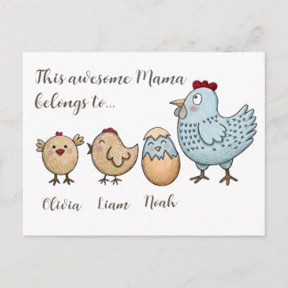 Personalized Mama Chicken Chicks – Custom Names  Feiertagspostkarte