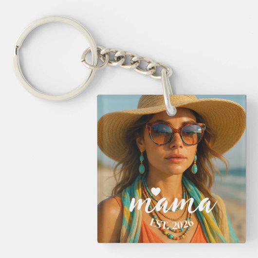 Personalized Mama Est Year Custom Gift For Mommy Schlüsselanhänger (Vorderseite)