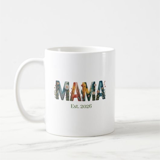 Personalized Mama Est Year Floral Mother Gift Kaffeetasse (Links)