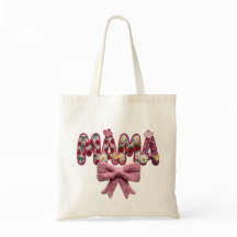 Personalized “Mama” Floral Bow – Cute Kitchen Tote