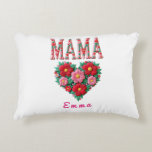 Personalized Mama Heart Floral Custom Gift Dekokissen<br><div class="desc">This beautiful Personalized Custom Mama Heart Floral design features colorful folk-style flowers arranged in a vibrant heart under the word MAMA. The bright embroidery-inspired artwork creates a warm, joyful look that celebrates the love of motherhood. You can personalize this design by adding a custom name, making it a unique and...</div>