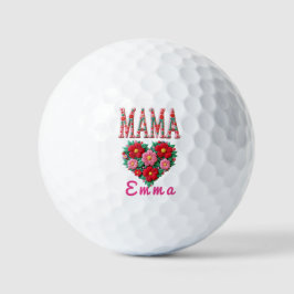 Personalized Mama Heart Floral Custom Gift Golfball