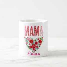 Personalized Mama Heart Floral Custom Gift Kaffeetasse