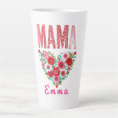 Personalized Mama Heart Floral Custom Gift Milchtasse (Vorderseite)