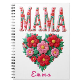 Personalized Mama Heart Floral Custom Gift Notizblock