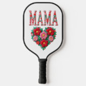 Personalized Mama Heart Floral Custom Gift Pickleball Schläger (Rückseite)