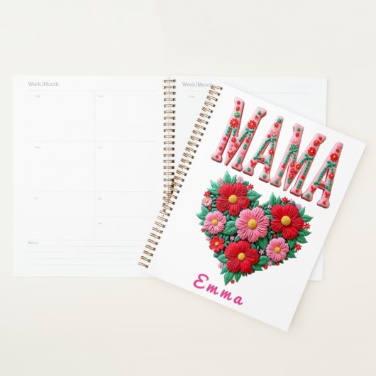Personalized Mama Heart Floral Custom Gift Planer (Anzeige)