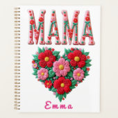 Personalized Mama Heart Floral Custom Gift Planer (Vorderseite)