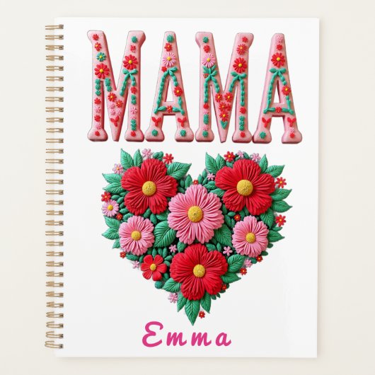 Personalized Mama Heart Floral Custom Gift Planer (Vorderseite)