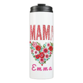 Personalized Mama Heart Floral Custom Gift Thermosbecher
