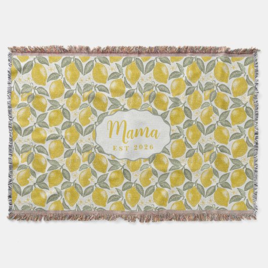 Personalized Mama Lemon Woven Throw Blanket Decke (Vorderseite)