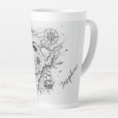 Personalized Map Compass Woman Art Vintage Chic Milchtasse (Rechte Ecke)