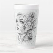 Personalized Map Compass Woman Art Vintage Chic Milchtasse (Vorderseite)