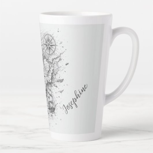 Personalized Map Compass Woman Art Vintage Chic Milchtasse (Rechts)