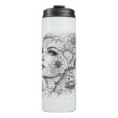 Personalized Map Compass Woman Art Vintage Chic Thermosbecher (Vorderseite)