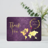 Personalized Map of Love Journey Wedding Dankeskarte (Stehend Vorderseite)