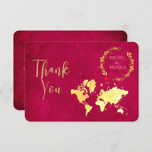 Personalized Map of Love Journey Wedding Dankeskarte (Vorne/Hinten)