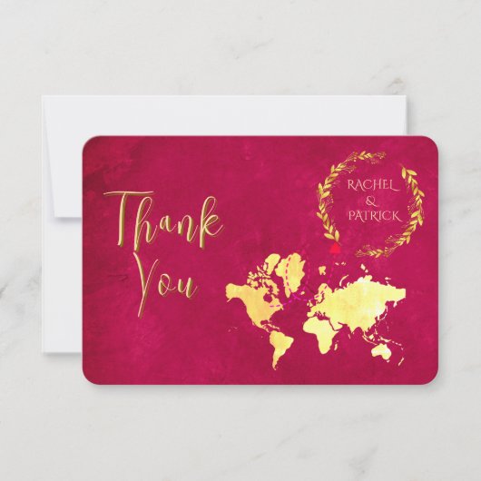 Personalized Map of Love Journey Wedding Dankeskarte (Vorderseite)