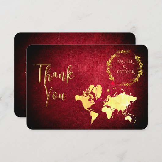 Personalized Map of Love Journey Wedding Dankeskarte (Vorne/Hinten)