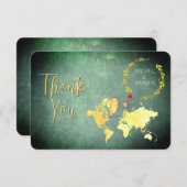 Personalized Map of Love Journey Wedding Dankeskarte (Vorne/Hinten)