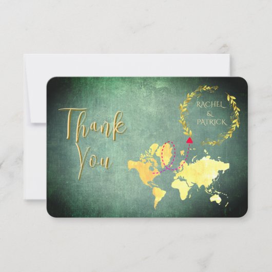 Personalized Map of Love Journey Wedding Dankeskarte (Vorderseite)