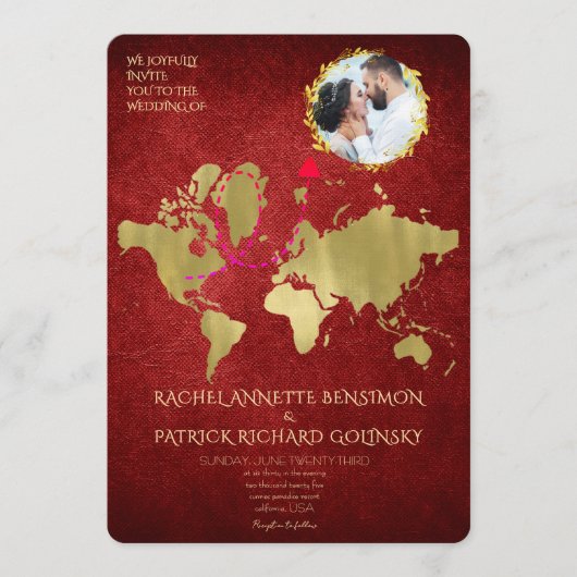 Personalized Map of Love Journey Wedding Einladung (Vorderseite)