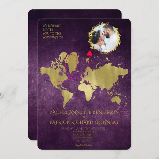 Personalized Map of Love Journey Wedding Einladung (Vorne/Hinten)