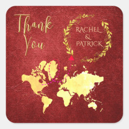 Personalized Map of Love Journey Wedding Quadratischer Aufkleber