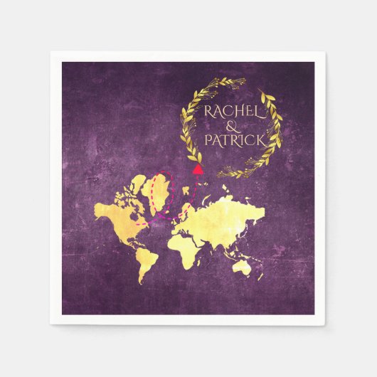 Personalized Map of Love Journey Wedding Serviette (Vorderseite)