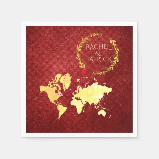 Personalized Map of Love Journey Wedding Serviette (Vorderseite)