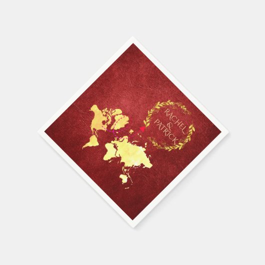 Personalized Map of Love Journey Wedding Serviette (Ecke)