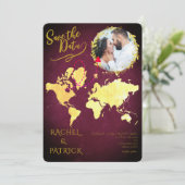 Personalized Map of Our Love Journey Save the Date Einladung (Stehend Vorderseite)