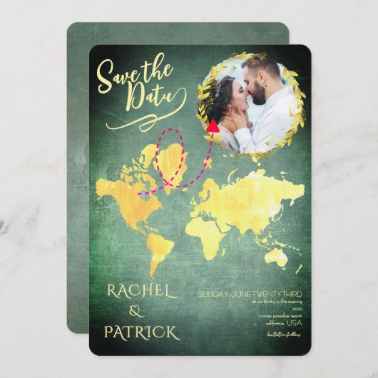 Personalized Map of Our Love Journey Save the Date Einladung (Vorne/Hinten)