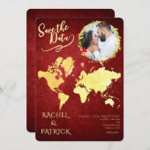 Personalized Map of Our Love Journey Save the Date Einladung (Vorne/Hinten)