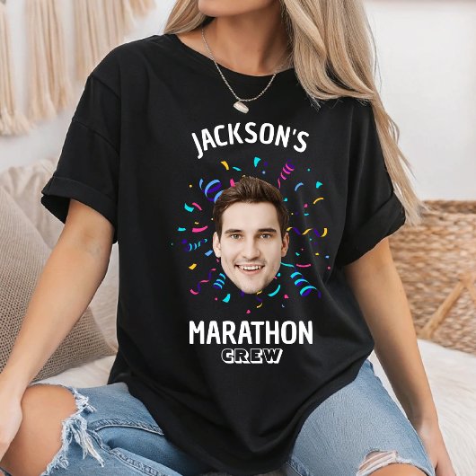 Personalized Marathon Crew Custom Face Runner Team T-Shirt