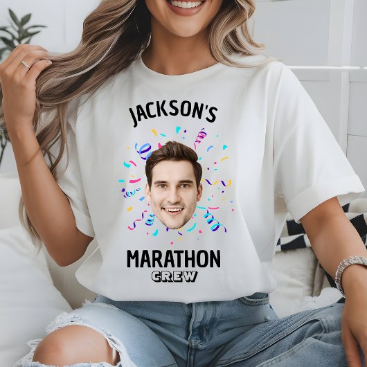 Personalized Marathon Crew Custom Face Runner Team T-Shirt