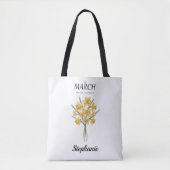 Personalized March Birthday Daffodil Botanical Tasche (Vorderseite)