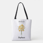 Personalized March Birthday Daffodil Botanical Tasche (Rückseite)